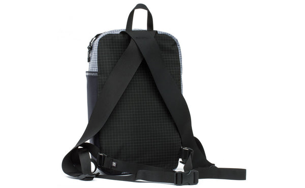 A reverse shot of the top pocket of the Hero's Journey inverted into a backpack.